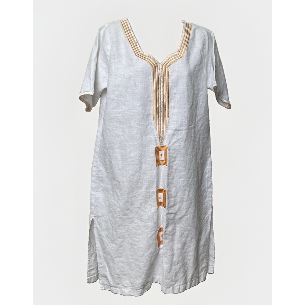 100% Linen Concept Mabelles Kaftan Mumu Made In Ghana Boho Tribal Resort